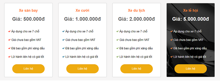 Tham khảo Bảng giá cho thuê xe 7 chỗ có lái tại Hà Nội