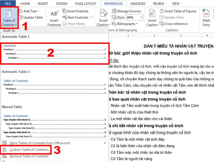 cách làm mục lục trong word