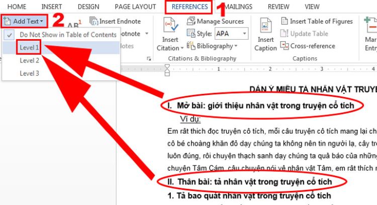 cách làm mục lục trong word